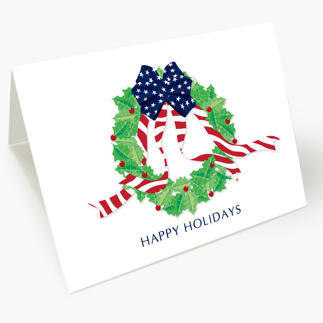 Stars and Stripes Wreath Christmas Card