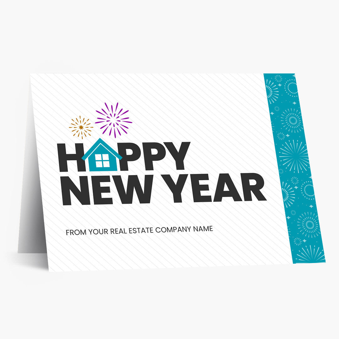 Striped Happy New Year House New Year Card