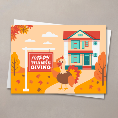 Turkey House Agent Thanksgiving Card
