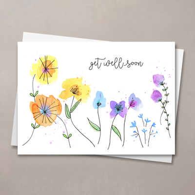 Watercolor Floral Get Well Card