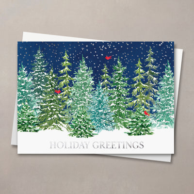 Frosted Pines & Cardinals