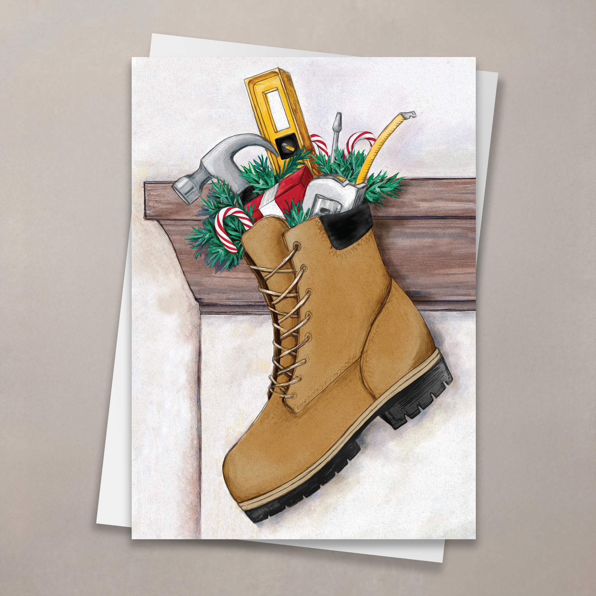Builder's Stocking Christmas Card